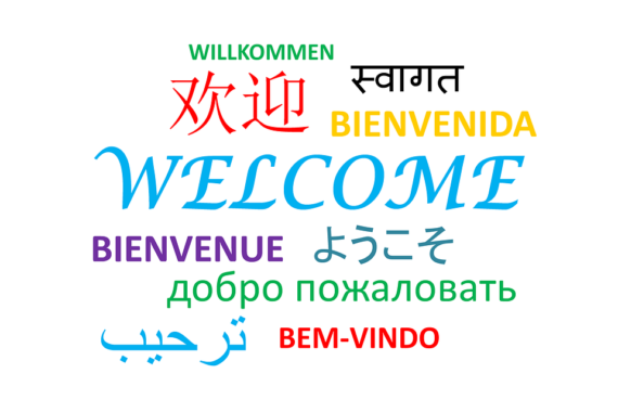 Welcome written in several languages